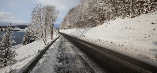 Obraz premium France Rural Road Winter