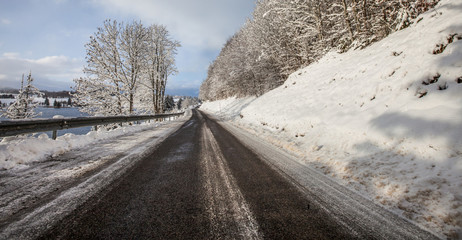 Obraz premium France Rural Road Winter