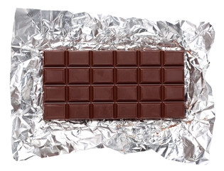 Dark chocolate  on a white background