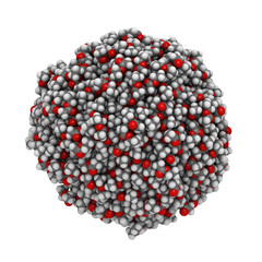 Ethyl acetate (EtOAc) molecules, liquid sphere model.