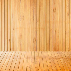 empty interior room with light brown plank wood wall