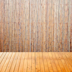 empty interior room with chinese bamboo background