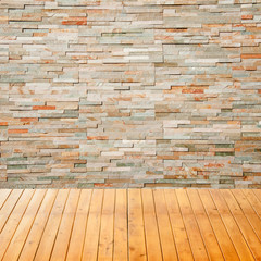 empty interior room with rock wall background