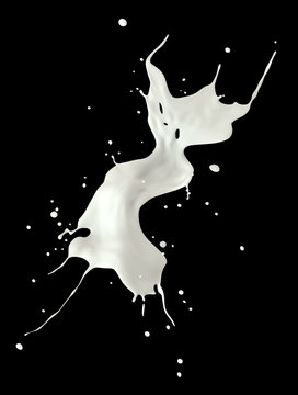 Milk splash isolated on black background.