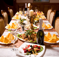 service with silverware and glass stemware for an event party