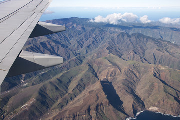 view from the plane at  La Gomera
