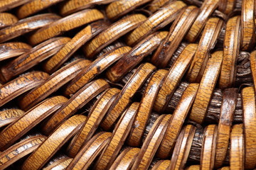 Detail of interlaced rattan fibers in macro