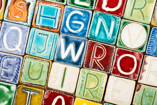 Handmade ceramic alphabet background