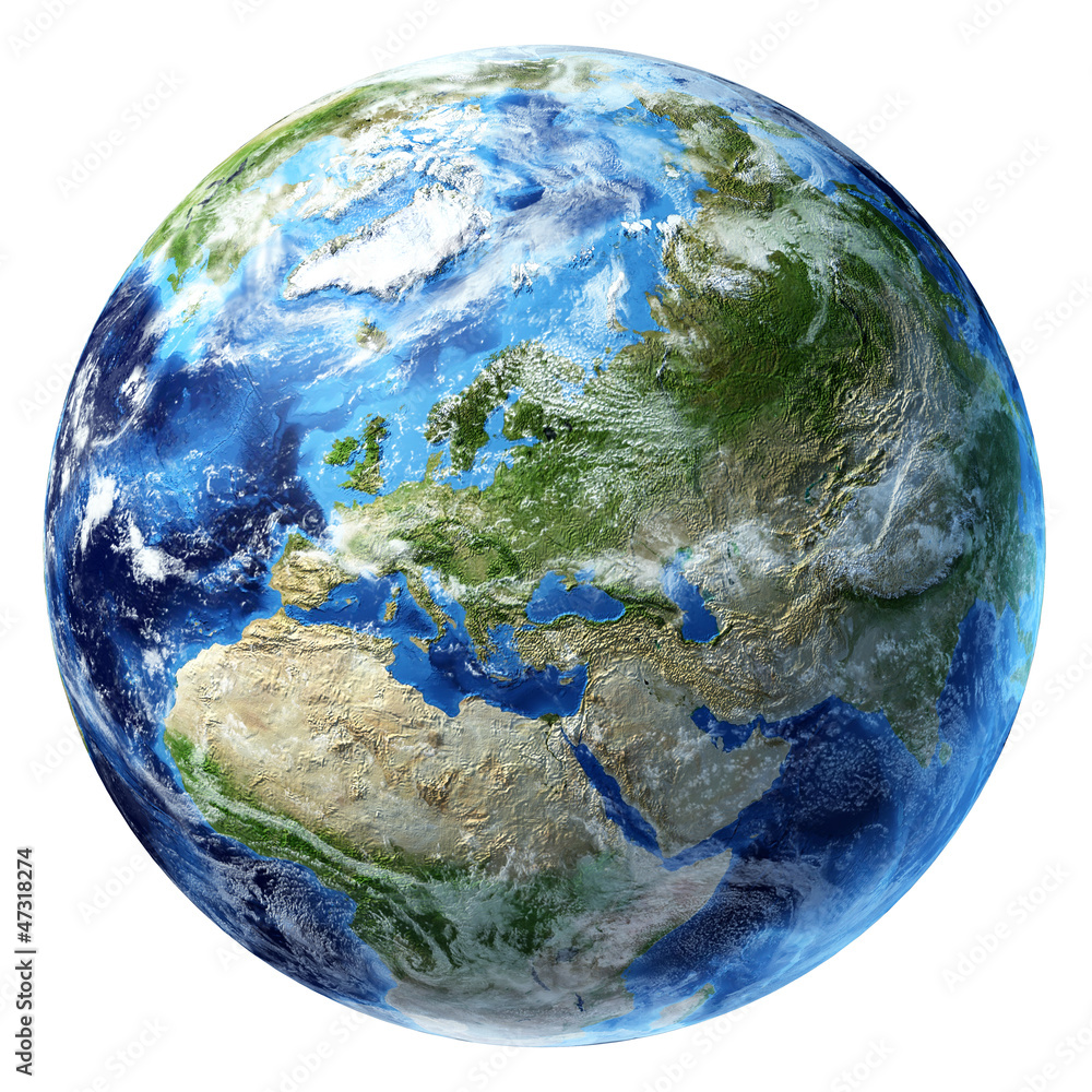 Canvas Prints planet earth with some clouds. europe view.