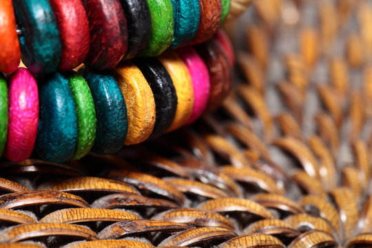 Close up view of colorful bracelet