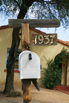 White mailboxes in Tucson. USA.