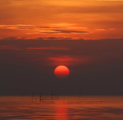 sunrise and reflex on the sea