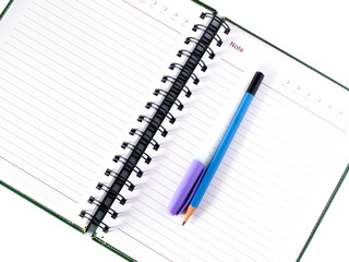 blank paper notebook and pencil, pen