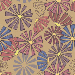 Multi-colored floral design. Seamless background