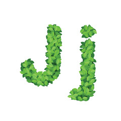 Vector eco alphabet letter J made from green leaves