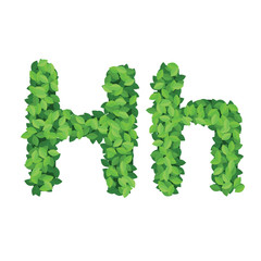 Vector eco alphabet letter H made from green leaves