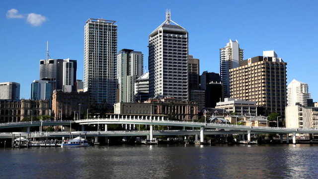 Brisbane skyline across Brisbane river