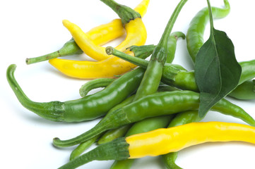 Small thin green chili peppers