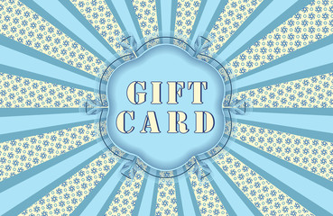 Gift card with rays. Vector editable.