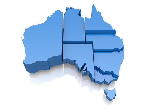 Three-dimensional map of Australia