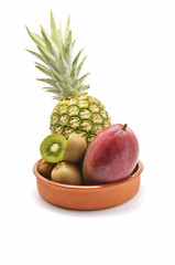 Tropical fruits: pineapple, kiwi and mango