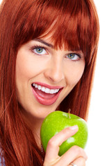 Young beautiful woman with apple.