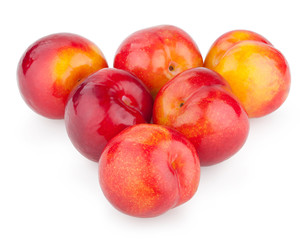 red plums isolated on white