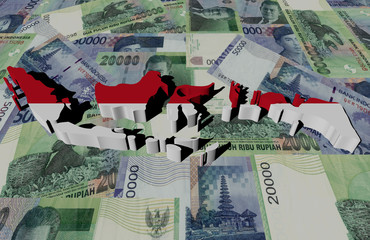 Indonesia Map flag on Rupiah illustration