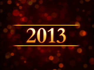 year 2013 over red background with lights dots