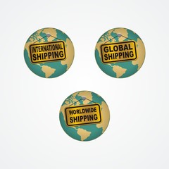 global, international, worldwide shipping icon sets