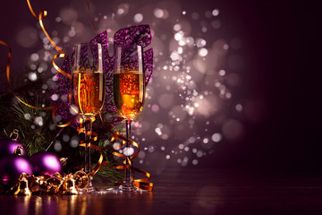 Glasses of champagne at new year party