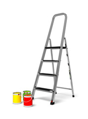 metal stairs stepladder and paint