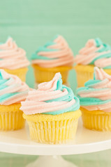 swirly cotton candy colored cupcakes