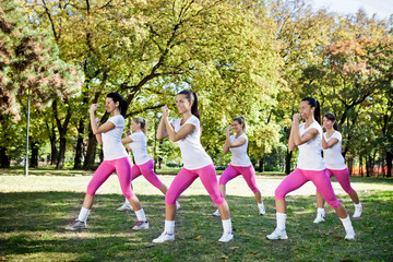 Group of women  exercising