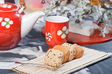rice ball filled with peanut and sesame paste