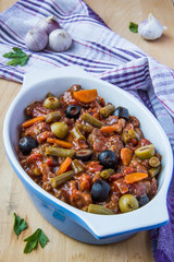 stew with meat, vegetables and olive