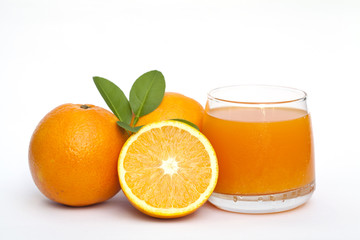 Orange and orange juice isolated