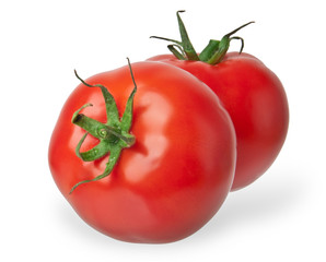 Two tomato  isolated on white background