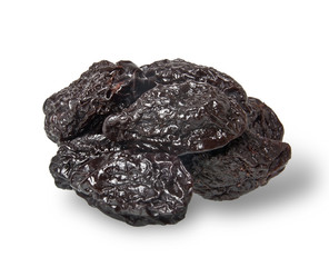 prunes close up isolated on white background 
