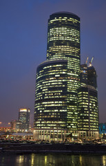Fototapeta premium New construction in Moscow at night