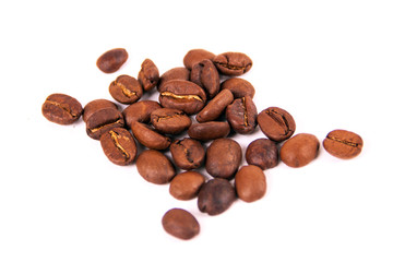 Coffee grains isolated on white background