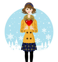 Cute woman Holding a Heart