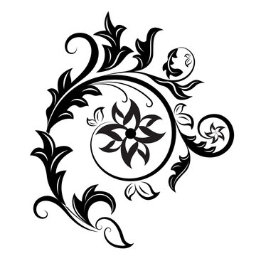 Black and white floral design element