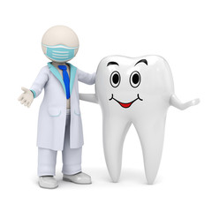 3d dentist with a smiling tooth icon