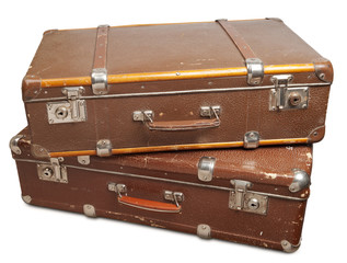Two vintage suitcase. Clipping path included.