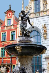 fontaine de Neptue à Gdansk, Pologne