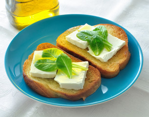 bread and cheese herbs and olive oil