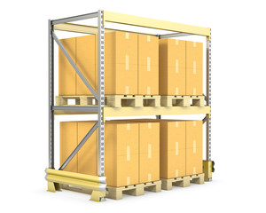 Pallet rack with cargo