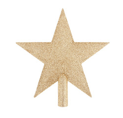 Golden glittering star shaped Christmas ornament