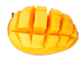 Slice of mango isolated on a white background.